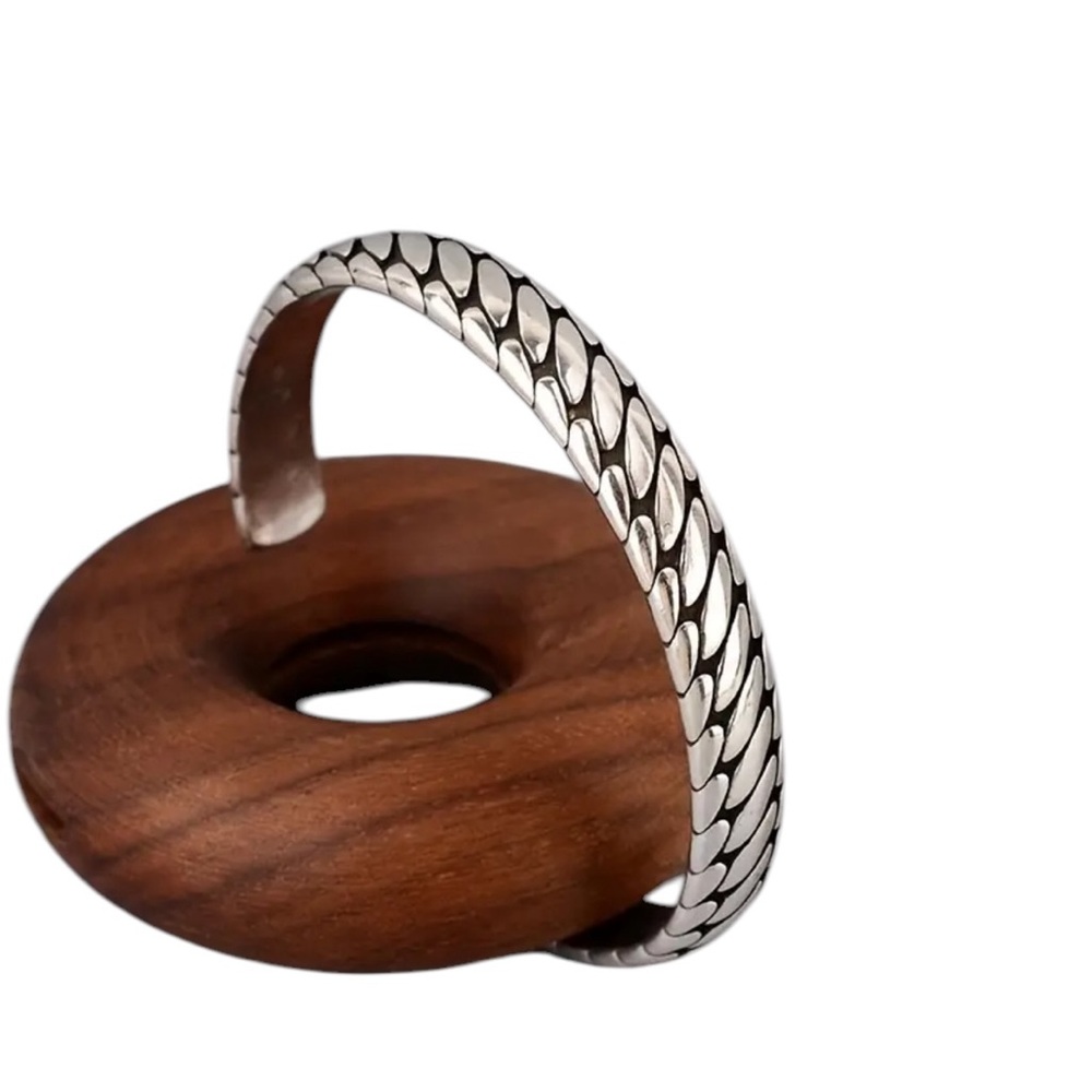 Silver Braided Look Adjustable Cuff Bracelet - image 3